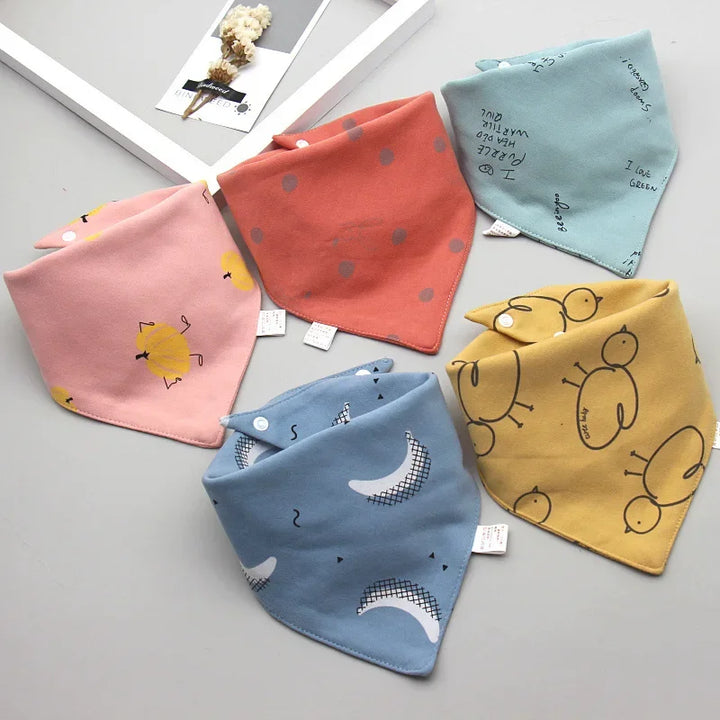 5pcs Baby Saliva Towel Triangle Scarf Pure Cotton Bandana Waterproof Bibs Newborn Boys Girls Absorbent Cloth Bib Saliva Scarf