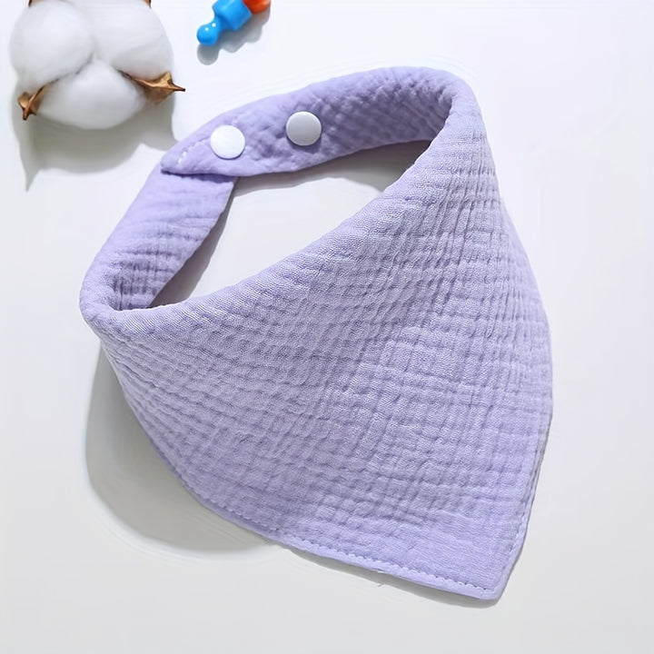 9pcs Soft & Absorbent Cotton Baby Feeding Bibs - Thin Gauze, Triangular Design with Snap Closure for Easy Cleanup