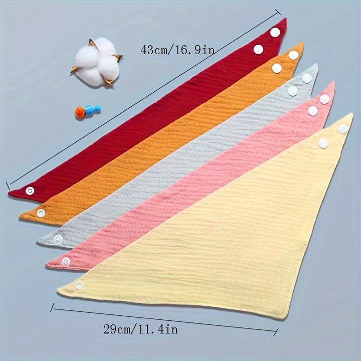 9pcs Soft & Absorbent Cotton Baby Feeding Bibs - Thin Gauze, Triangular Design with Snap Closure for Easy Cleanup